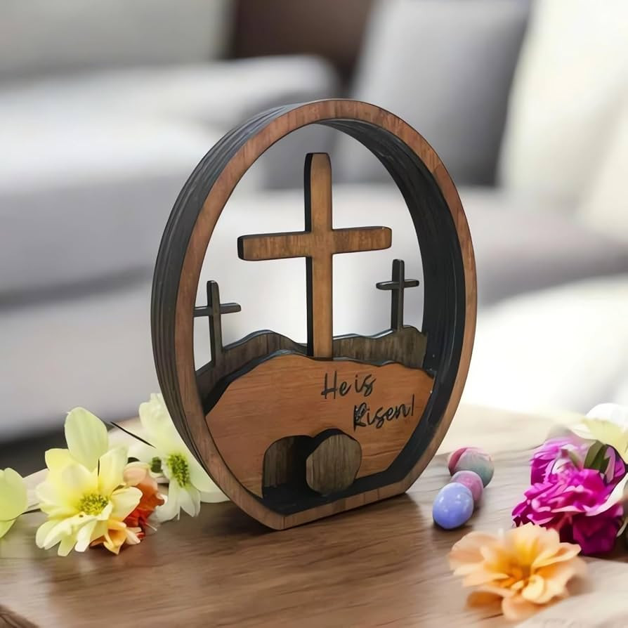 ABDOLL Christian Easter Decoration 2025 New He Is Risen Decor Empty Tomb Scene and Cross Decorati... | Amazon (US)