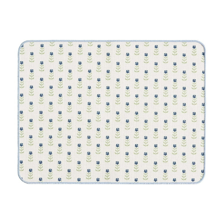 Beautiful Ditsy Botanical Printed Dish Drying Mat by Drew Barrymore, Green, 18"x24" | Walmart (US)