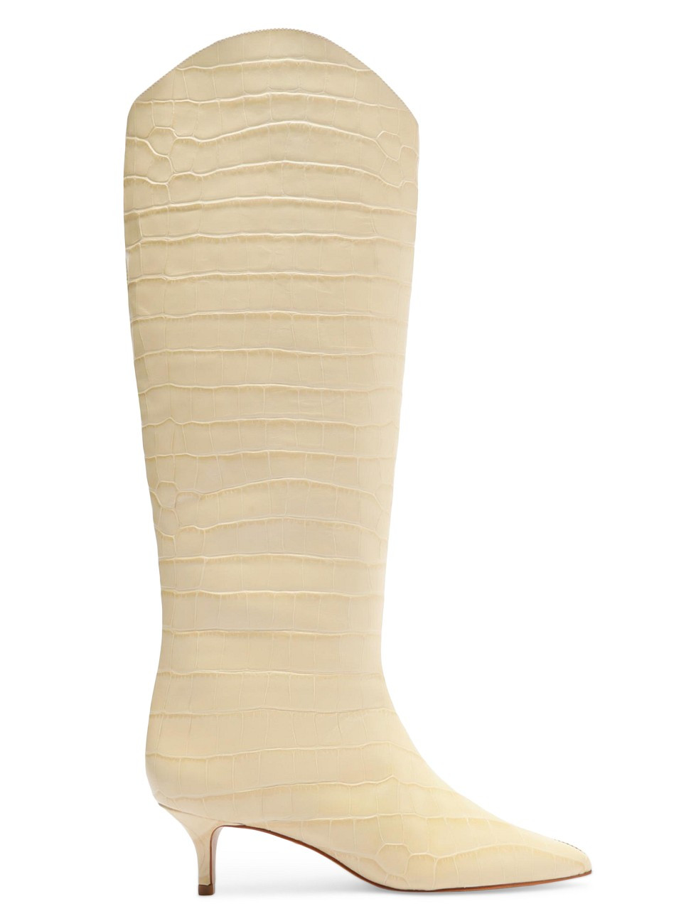 Women's Maryana 50MM Crocodile-Embossed Wide-Calf Boots - Egg Shell - Size 8.5 | Saks Fifth Avenue