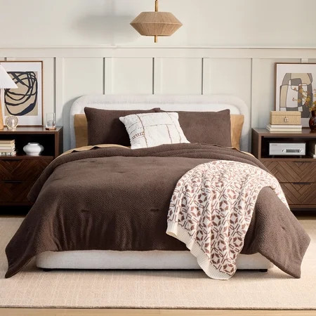 Better Homes & Gardens 3-Piece Brown Basket Cozy Knit Comforter Set, Full/Queen | Walmart (US)