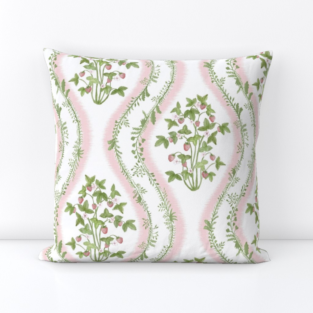 #2 Strawberry Stripe Pink and Green Pink Outer Stripe  Square Throw Pillow Cover bydanika_herrick | Spoonflower