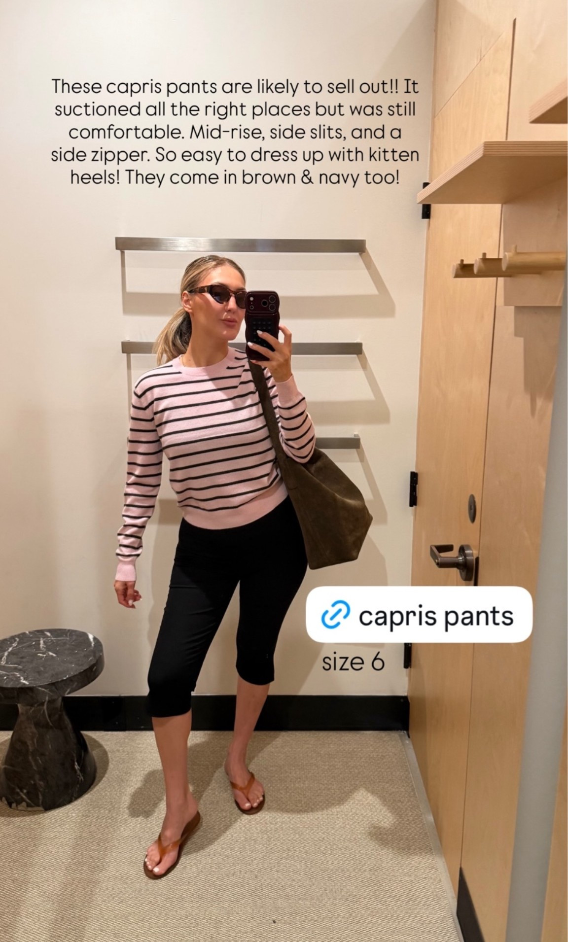 Aritzia try-on postpartum 

Pink striped crewneck - size S/P (sooo good!!) 
Capris pants - size 6 (Soooo good!!)
Cateye women’s polarized sunglasses - in coffee and crème 
Jelly sandals in caramel, TTS or size one up
Suede bucket bag - in olive, linked the new version

Aritzia haul 
Aritzia favorites 
Postpartum outfits 
Fall outfits 
Transitional fall outfits 
Madewell handbag

@Aritzia @Madewell

#LTKxMadewell #LTKmomlife #LTKdayinmylife