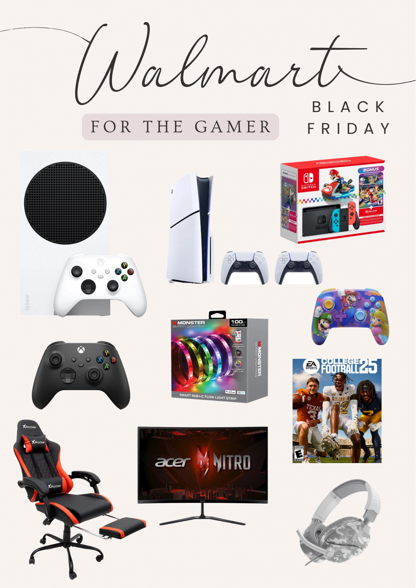 Walmart Black Friday Deals for the Gamer! Deals on XBox, PlayStation, Nintendo & all of the accessories you need for the coolest gaming room. 

#LTKGiftGuide #LTKSaleAlert #LTKCyberWeek