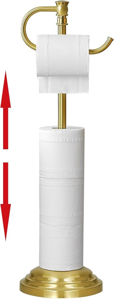 RUMOSE Toilet Paper Holder Stand for Floor, Brushed Gold Adjustable (12.4" to 22.8") Bathroom Toi... | Amazon (US)