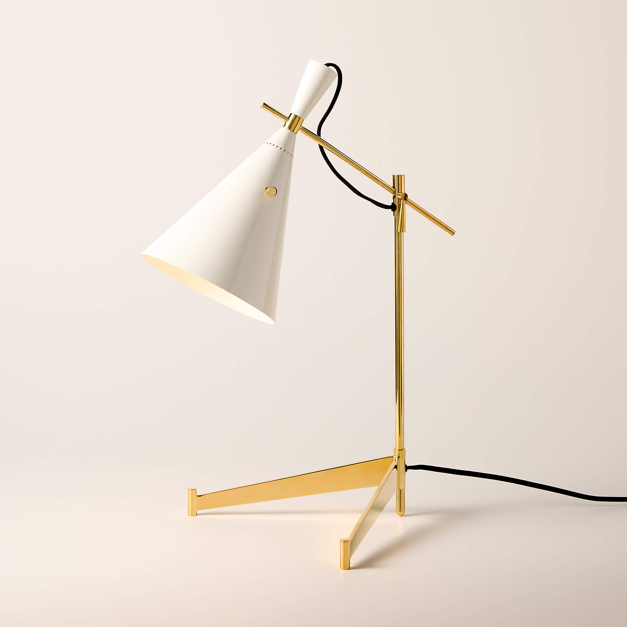 Exposior Unlacquered Brass Task Table Lamp with Warm White Shade Model E7 by Paul McCobb + Review... | CB2