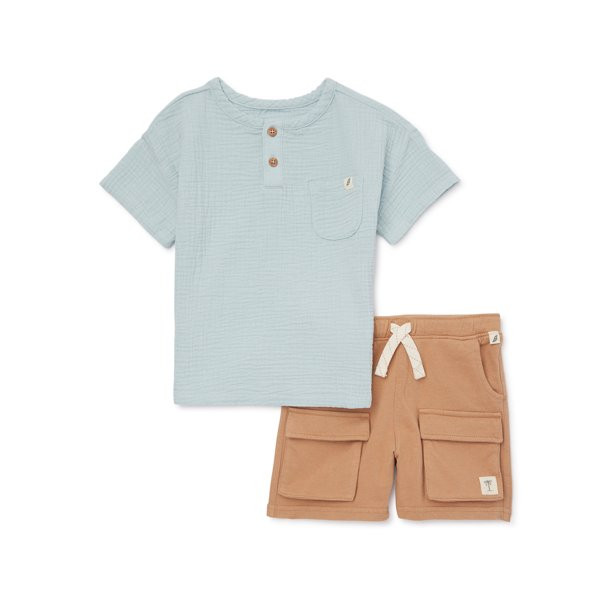 easy-peasy Baby and Toddler Boys Henley Shirt and Shorts Outfit Set, 2-Piece, Sizes 12M-5T | Walmart (US)
