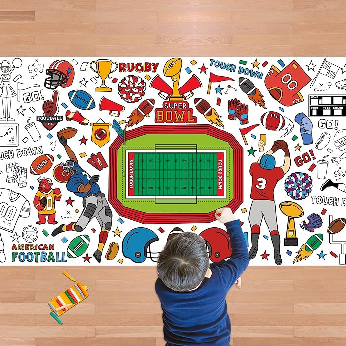 Football Giant Coloring Poster/Tablecloth - Super Game Bowl Party Decorations 2027-30 x 72 Inches... | Amazon (US)