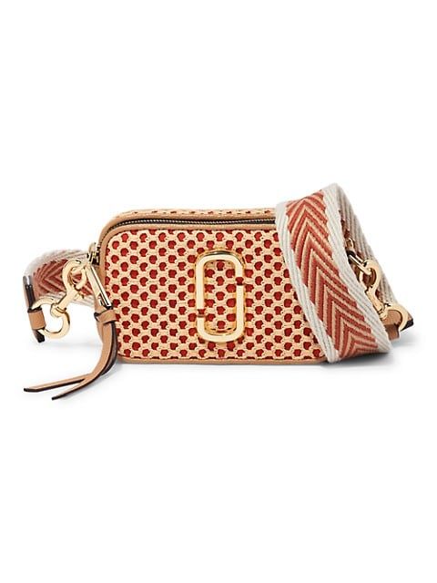 The Snapshot Woven Leather & Straw Camera Bag | Saks Fifth Avenue