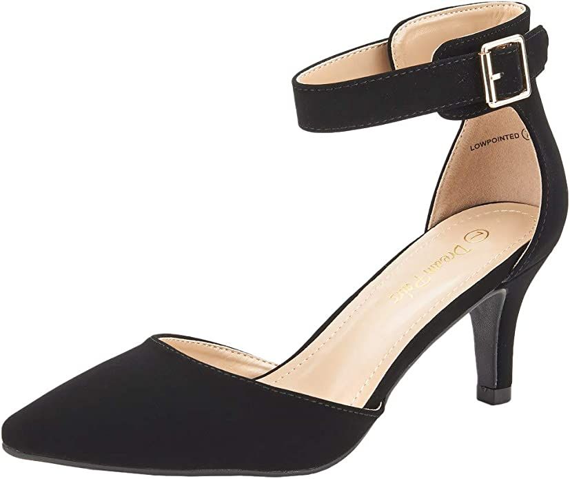 Amazon.com | DREAM PAIRS Women's Lowpointed Black Nubuck Low Heel Dress Pump Shoes - 6 M US | Pum... | Amazon (US)