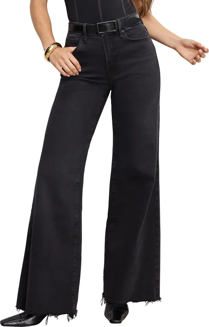 Good American Soft-Tech Good Waist Palazzo Wide Leg Jeans | Nordstrom | Nordstrom