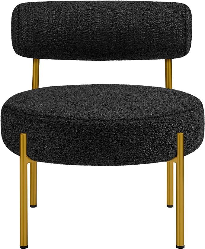 Topeakmart Modern Vanity Chair, Boucle Fabric Accent Chair with Gold Metal Legs for Living Room M... | Amazon (US)