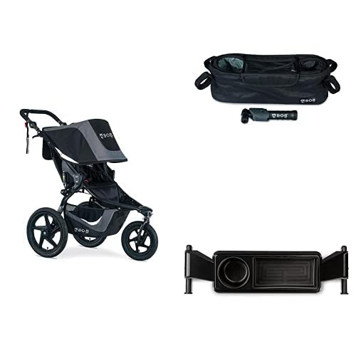 BOB Gear Bundle, Revolution Flex 3.0 Jogging Stroller, Graphite Black + Deluxe Handlebar Console with Tire Pump + Deluxe Snack Tray for Single Jogging Strollers | Amazon (US)
