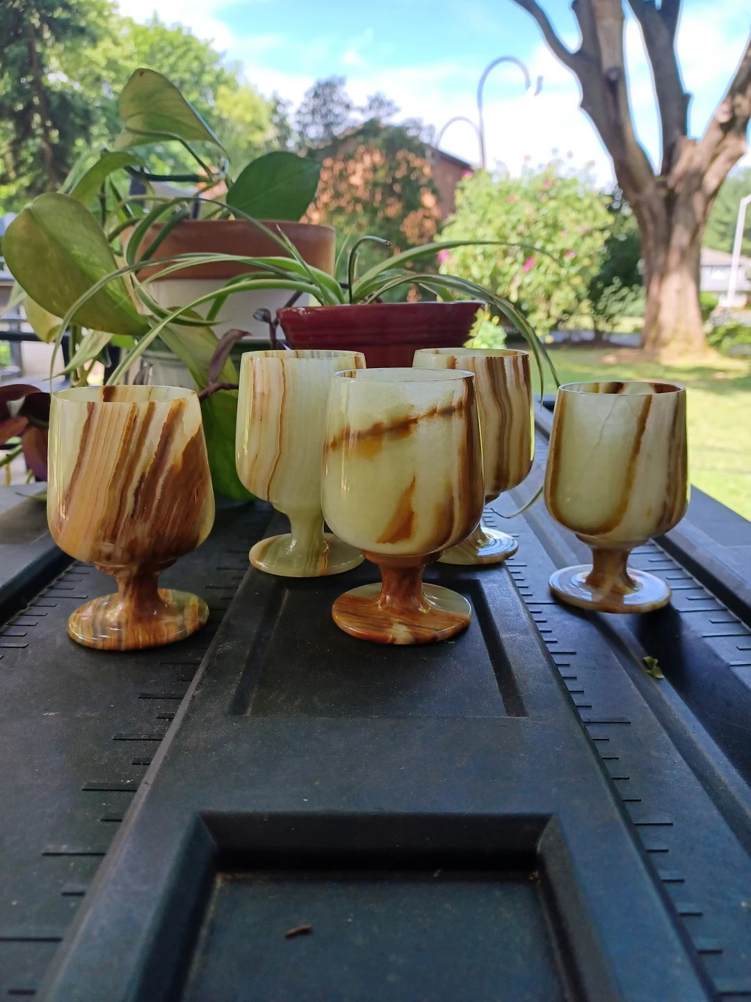 Vintage Banded Marble/onyx Goblets - Etsy | Etsy (US)