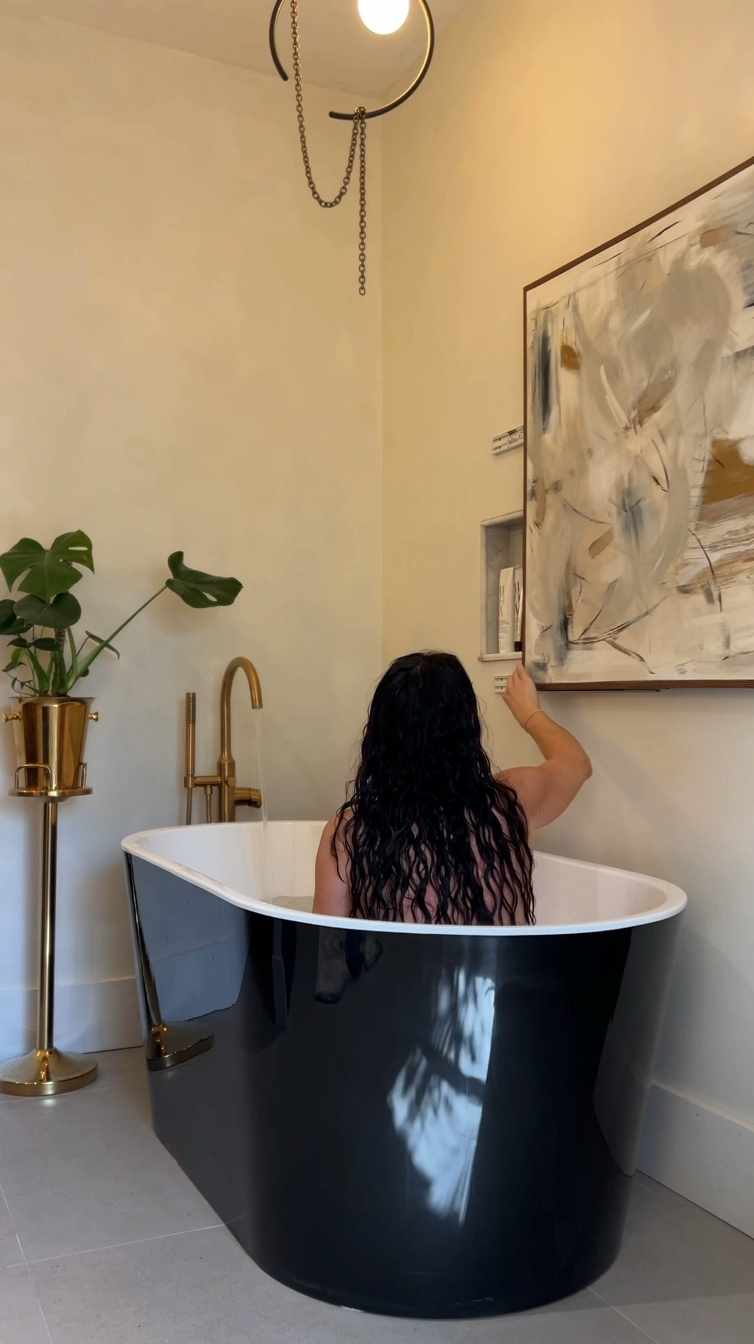 Bathroom details! The large format tile looks like concrete! #meandmrjones 

#LTKhome #LTKfindsunder100 #LTKfindsunder50