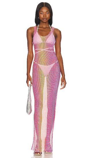Payton Maxi Dress in Dusk Sky | Pink Rhinestone Mesh Dress Rhinestone Cover Up Dress Festival Dress | Revolve Clothing (Global)