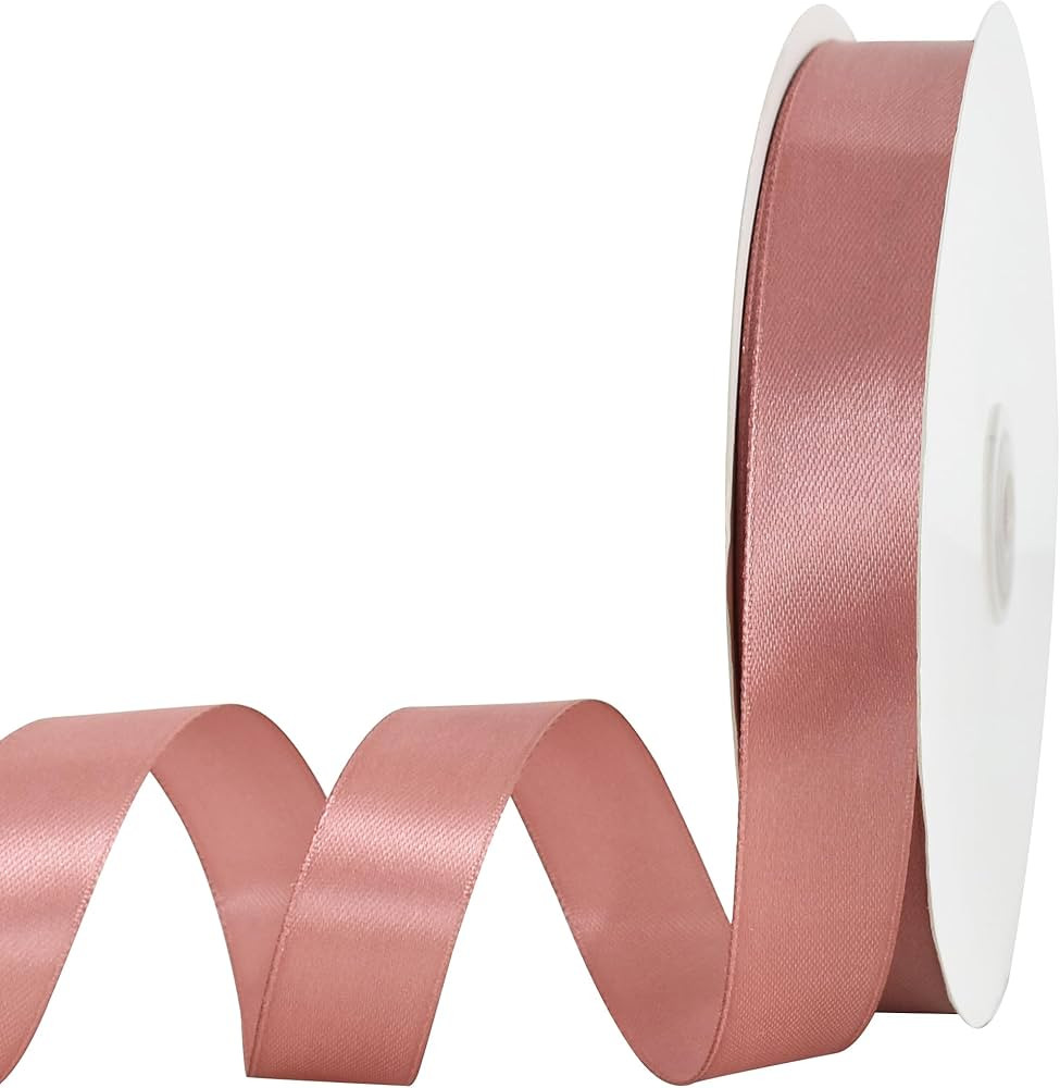 TONIFUL 7/8 Inch x 100yds Rose Gold Satin Ribbon Thin Solid Frabic Ribbons for Gift Wrapping, DIY... | Amazon (US)
