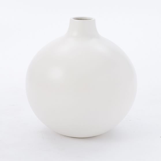 Pure White Ceramic Vase, Oversized Ball | West Elm (US)