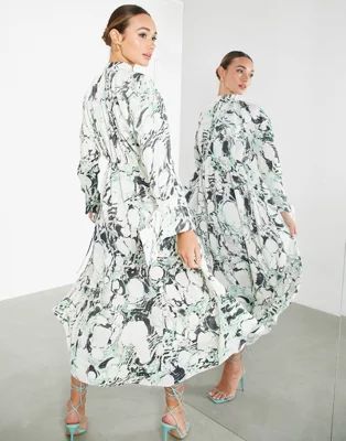 ASOS EDITION oversized midi dress in marble print | ASOS (Global)