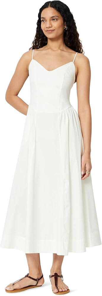 Amazon Essentials Women's Fit & Flare Thin Strap Cotton Poplin Midi Dress | Amazon (US)
