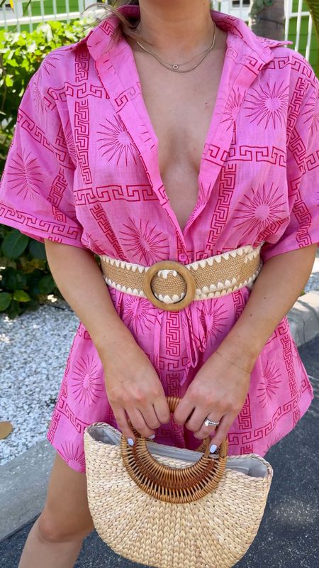 Petal and pup romper pink jumpsuit comfort 
Rattan belt 
Straw bag under $30 
Walmart find fashion 
Krewe sunglasses say Louis II mirrored more oversized 

#LTKitbag #LTKfindsunder50 #LTKfindsunder100