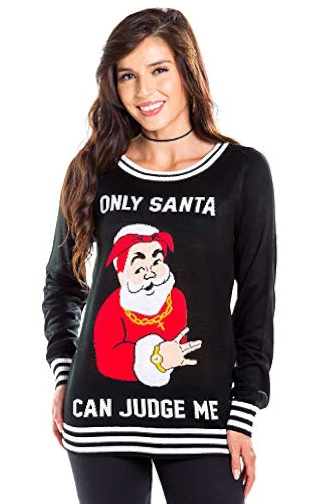 Tipsy Elves Women's Only Santa Can Judge Me Ugly Christmas Sweater | Amazon (US)