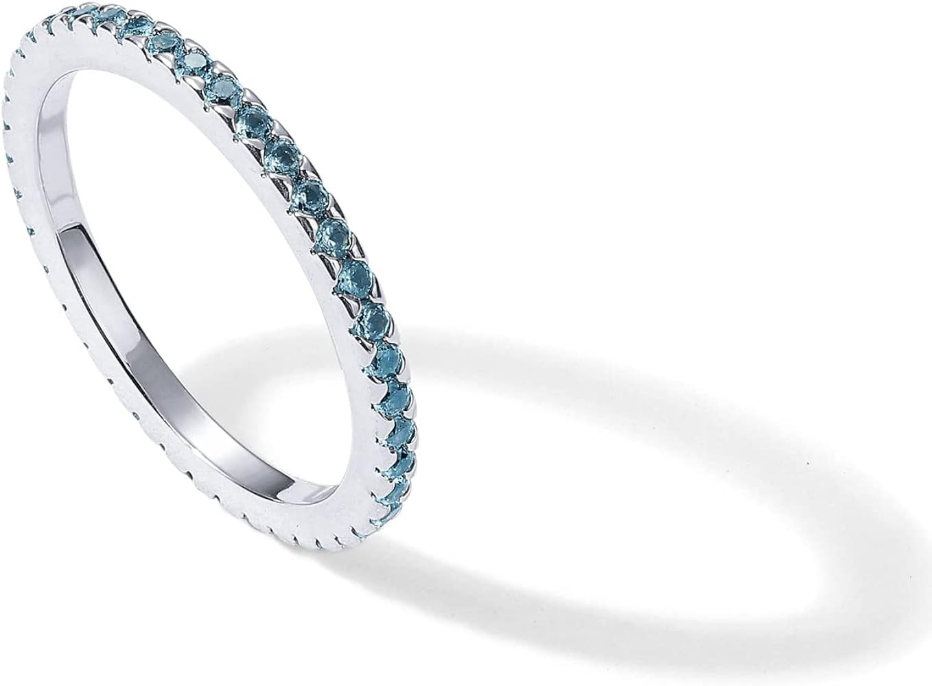 PAVOI 14K Gold Plated Sterling Silver Colored CZ Stones Stackable Ring | Simulated Diamond Eterni... | Amazon (US)