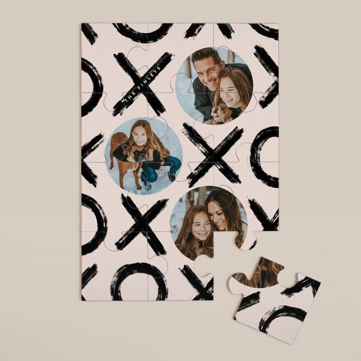 "XO" - Customizable 12 Piece Custom Puzzle in Beige by Corinne Malesic. | Minted