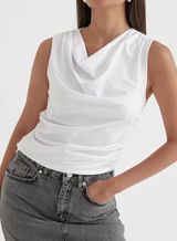 White Cowl Neck Top - Lexi | 4th & Reckless
