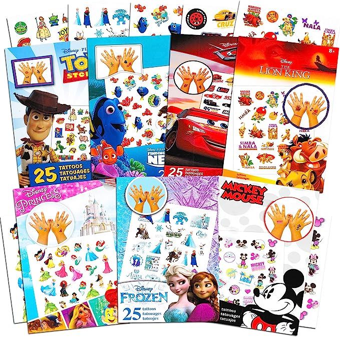 Disney Tattoos Party Favors Mega Assortment ~ Bundle Includes 7 Disney Favorites Temporary Tattoo... | Amazon (US)