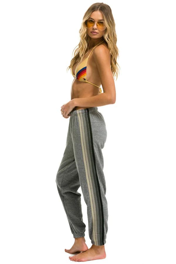 5 STRIPE SWEATPANTS - HEATHER GREY // GREY | Aviator Nation