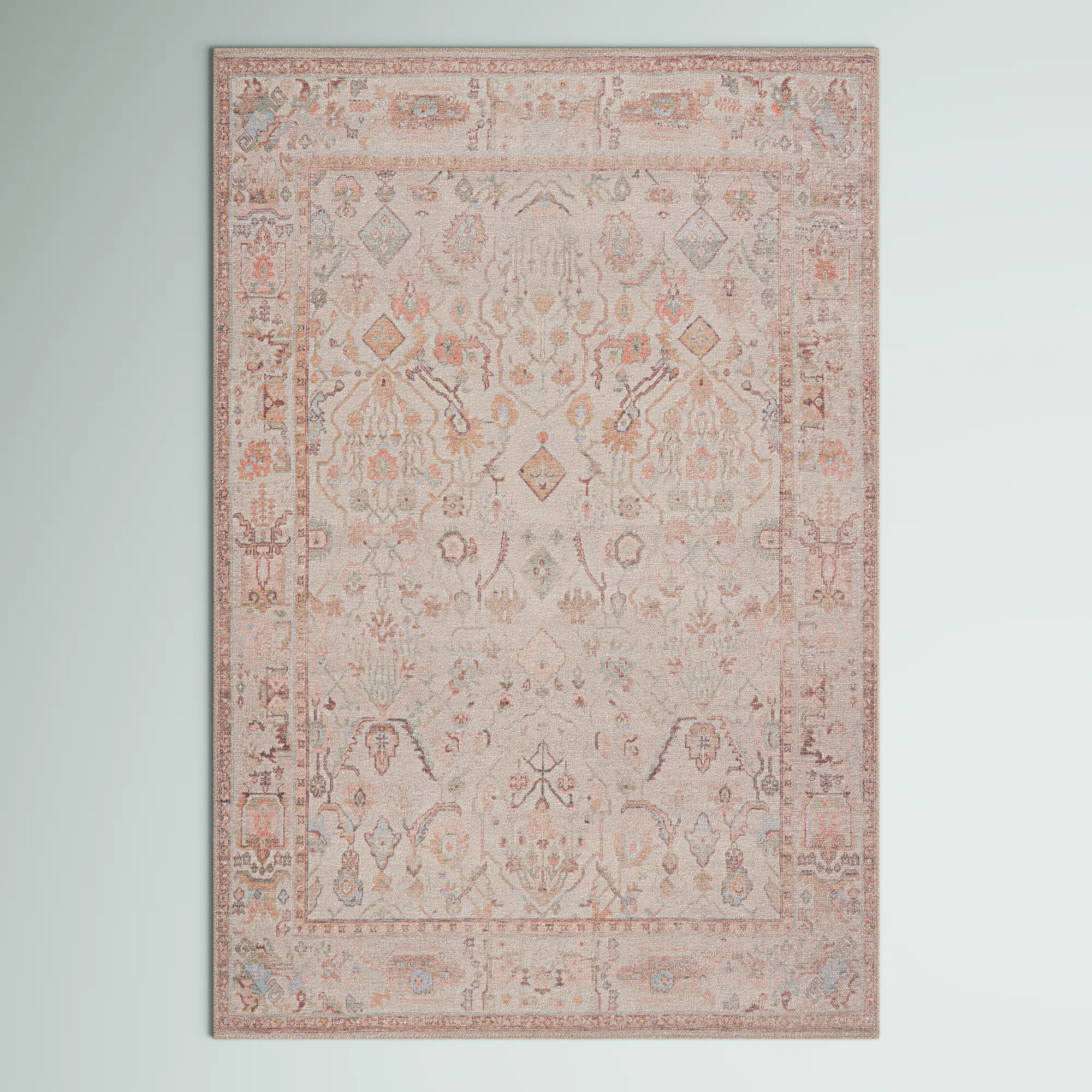 Machine Washable Elodie Oriental Blush/Blue Area Rug | Wayfair North America
