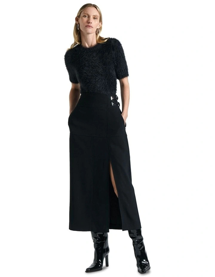 CueDouble Buckle Midi Skirt | Myer