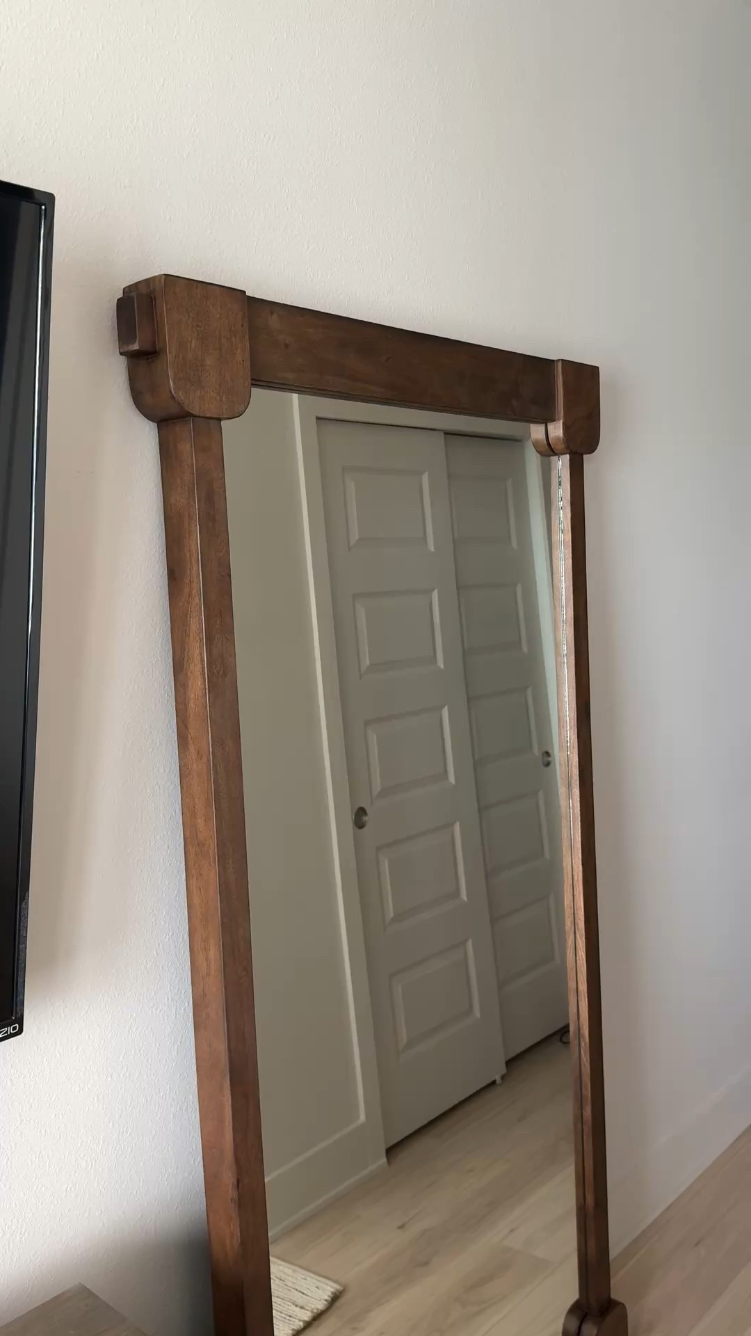 My beautiful new mirror 😍😍 
no more crouching down for mirror selfies lol. I wanted to add some more chocolate brown into this room since I added the brown curtains, and this is PERFECT! 

#ad #wayfair #wayfairpartner @wayfair 

oversized mirror, floor mirror, dark wood floor mirror, selfie mirror, guest bedroom, bedroom mirror 

#LTKStyleTip #LTKHome