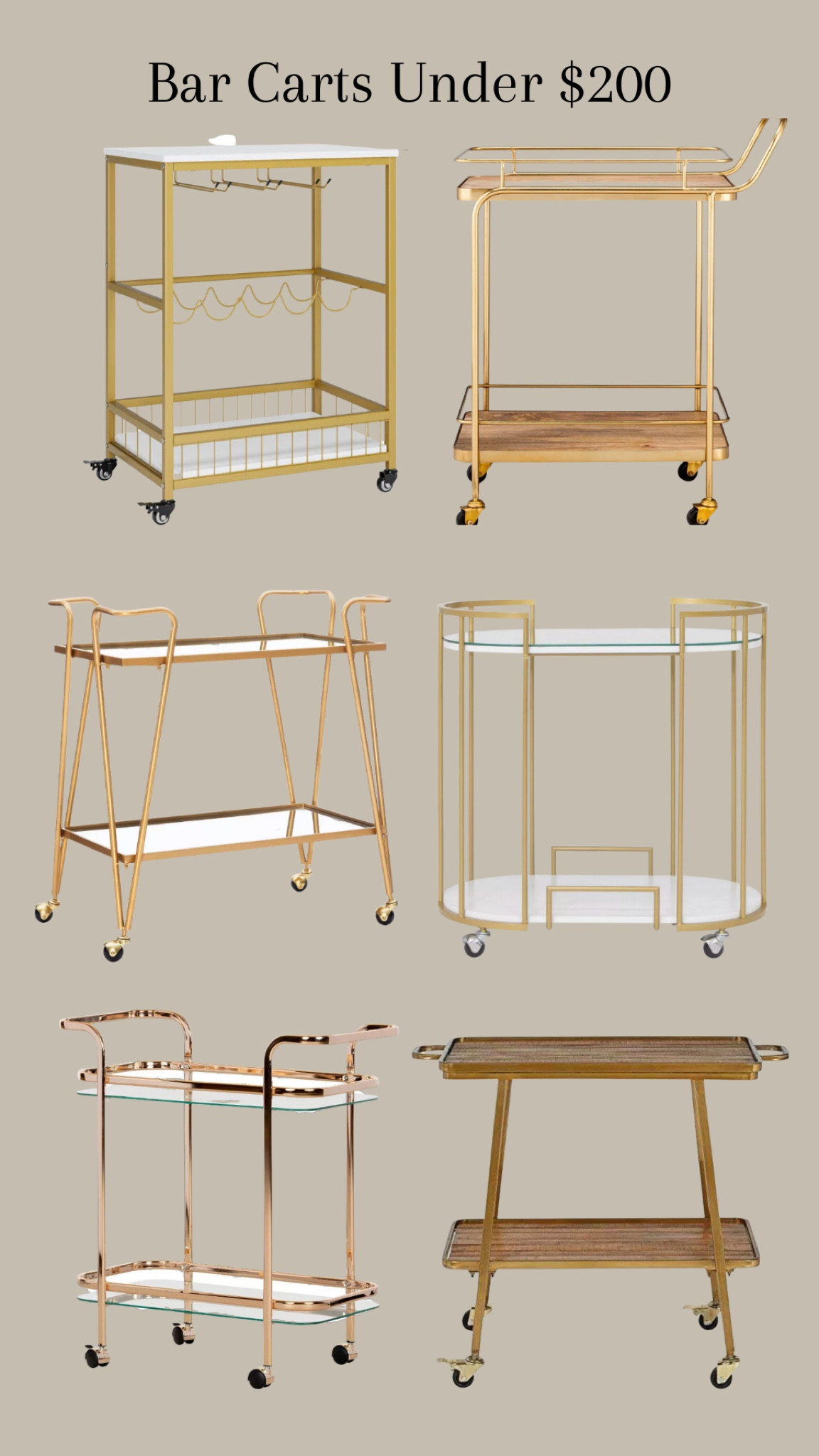 Bar Carts Under $200 #barcarts #under200 #homedecor #furniture 

#LTKFind #LTKhome #LTKstyletip