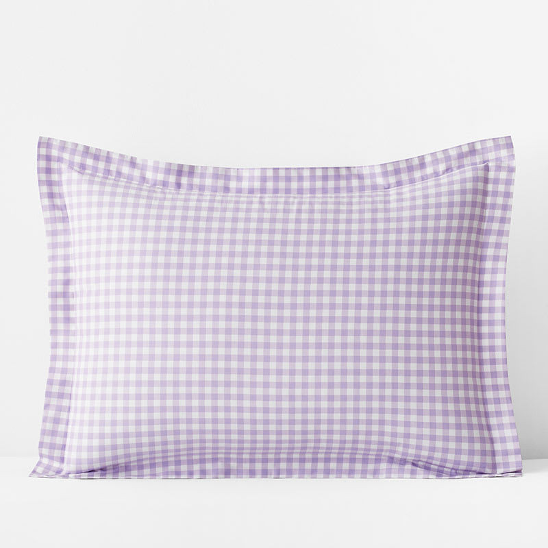 Gingham Classic Cool Organic Cotton Percale Sham - Lilac, Standard | The Company Store