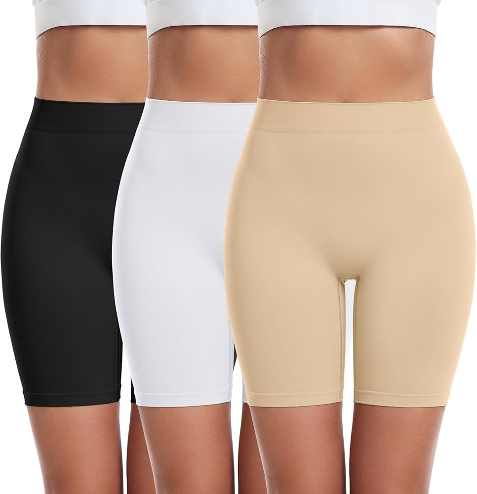 3 Pack Slip Shorts for Women Under Dress Comfortable Smooth Boyshorts Panties Biker Shorts | Amazon (US)