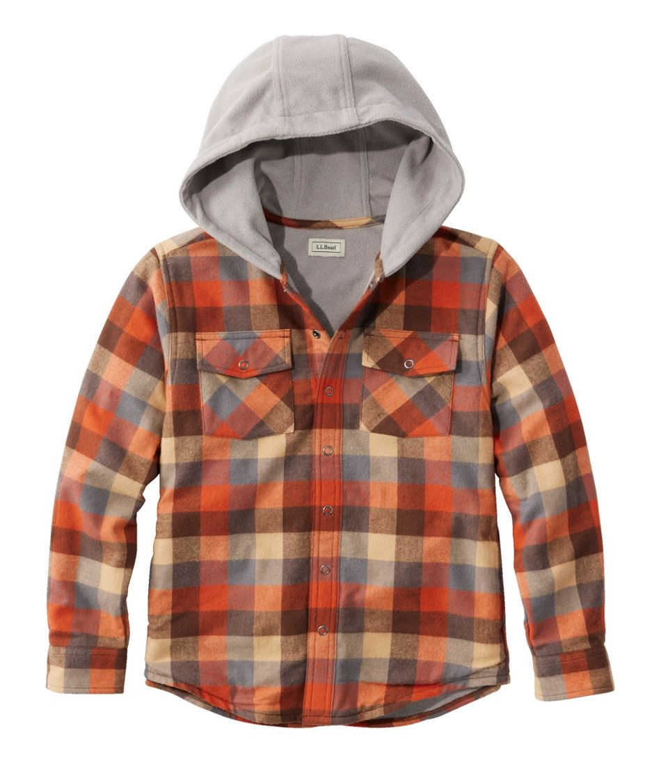 Kids' Fleece-Lined Flannel Shirt, Hooded Plaid | L.L. Bean