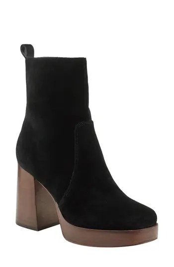 Marc Fisher LTD Marysa Block Heel Platform Bootie in Black 002 at Nordstrom Rack, Size 9.5 | Nordstrom Rack