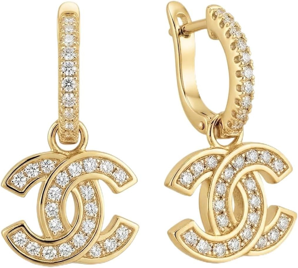 Diamora Gems & Jewelry 1.30Ct Round Cut Simulated Diamond Womens Clip On Drop and Dangle Earrings 14k Gold Finish | Amazon (US)
