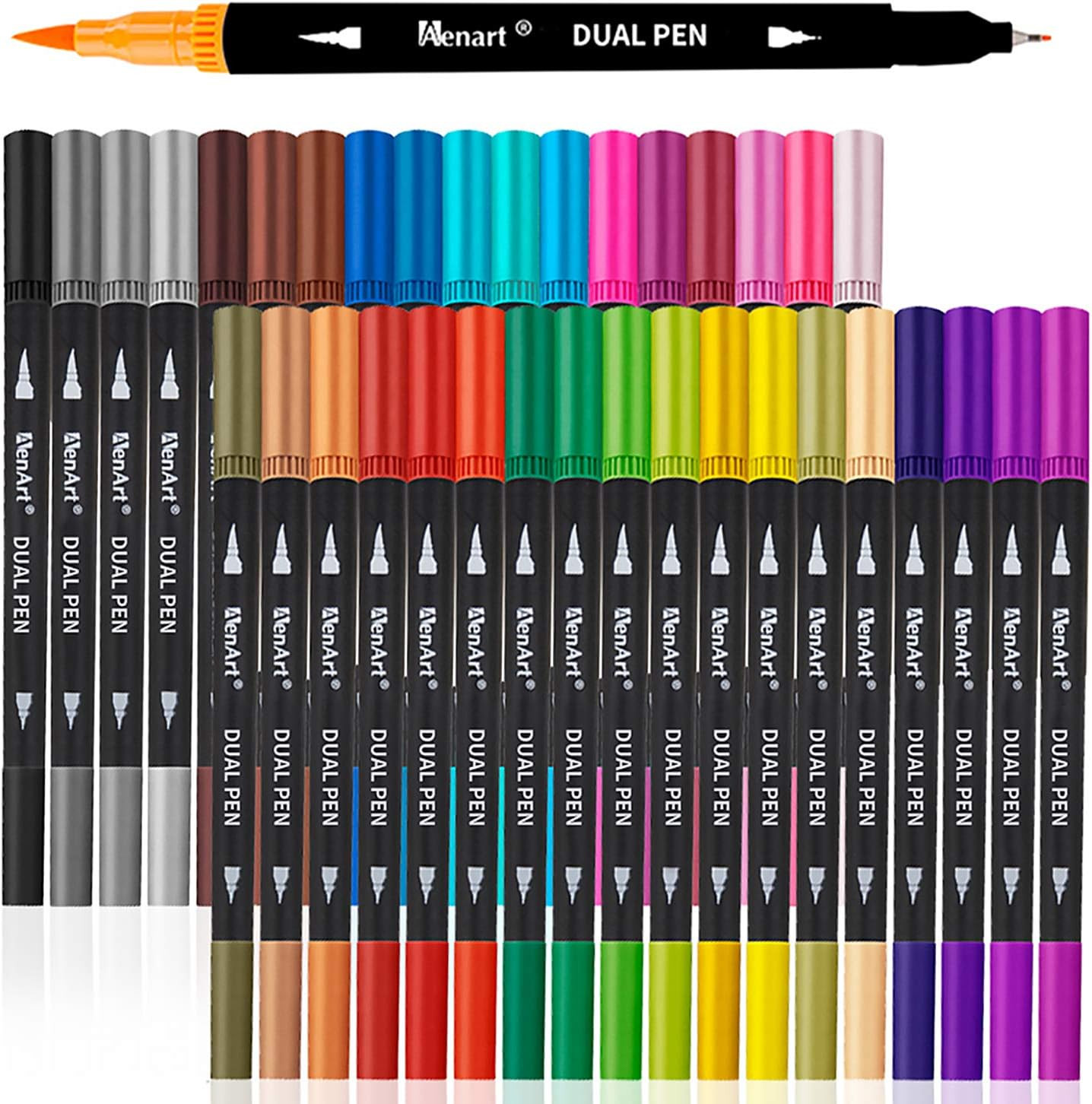 36 Dual Brush Markers for Adult Coloring Books, Double Tip Pens Art Set | Amazon (US)