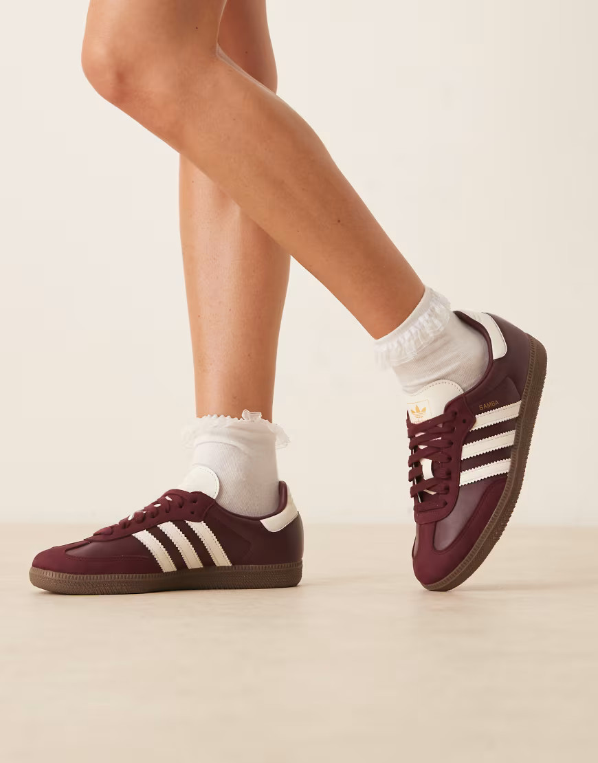adidas Originals Samba OG trainers in maroon and cream-Red | ASOS (Global)