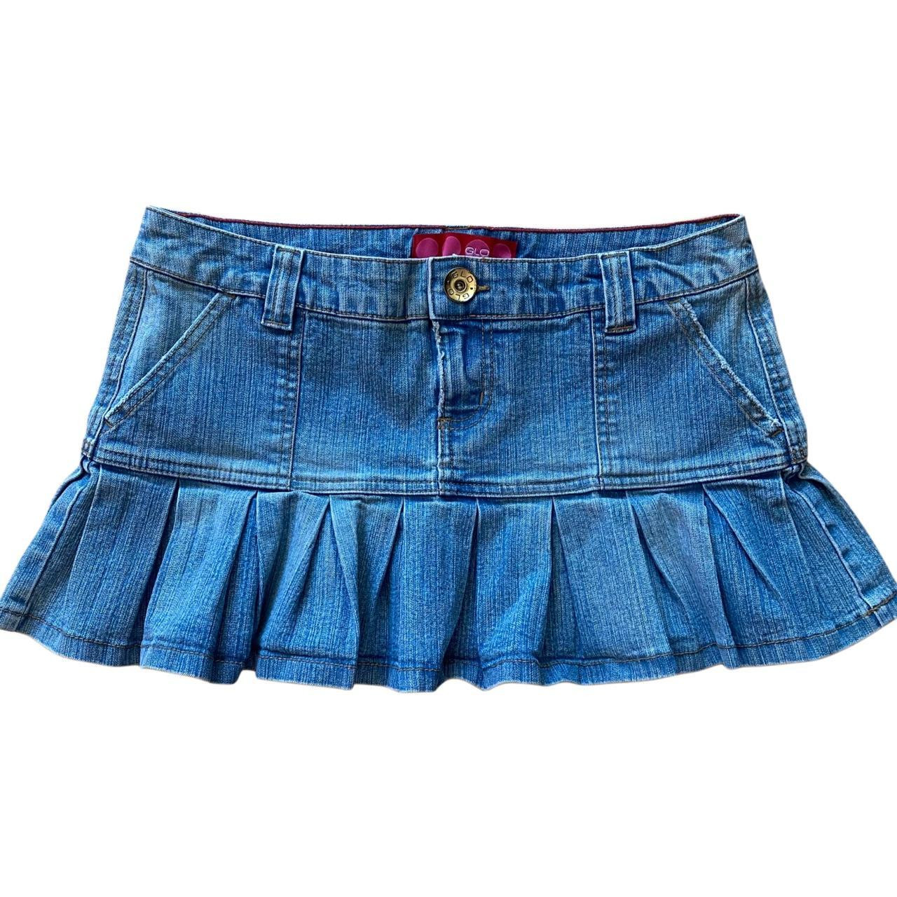 vintage y2k grunge denim micro mini skirt 
pleated... | Depop US