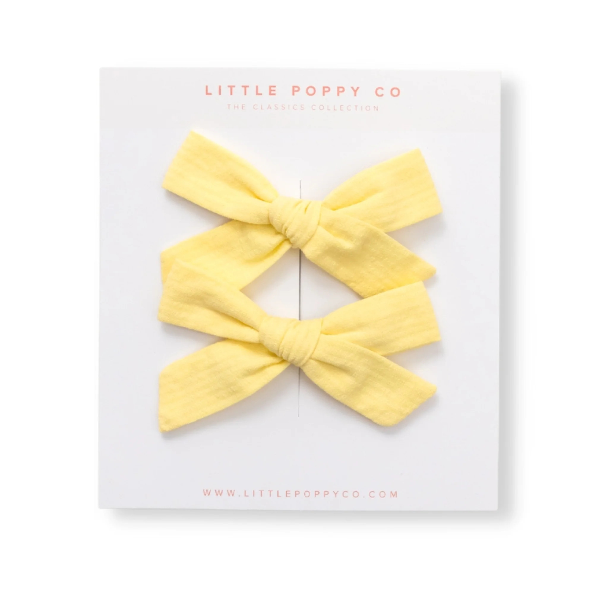 Sunshine Linen Pigtail Bow Clips | Little Poppy Co