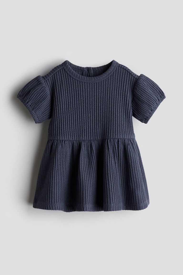 Structure-ribbed Jersey Dress - Navy blue - Kids | H&M US | H&M (US + CA)