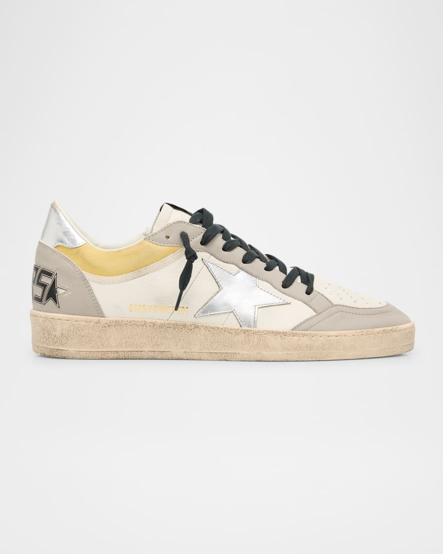 Golden Goose Men's Ballstar Metallic Leather Low-Top Sneakers, Exclusive | Neiman Marcus