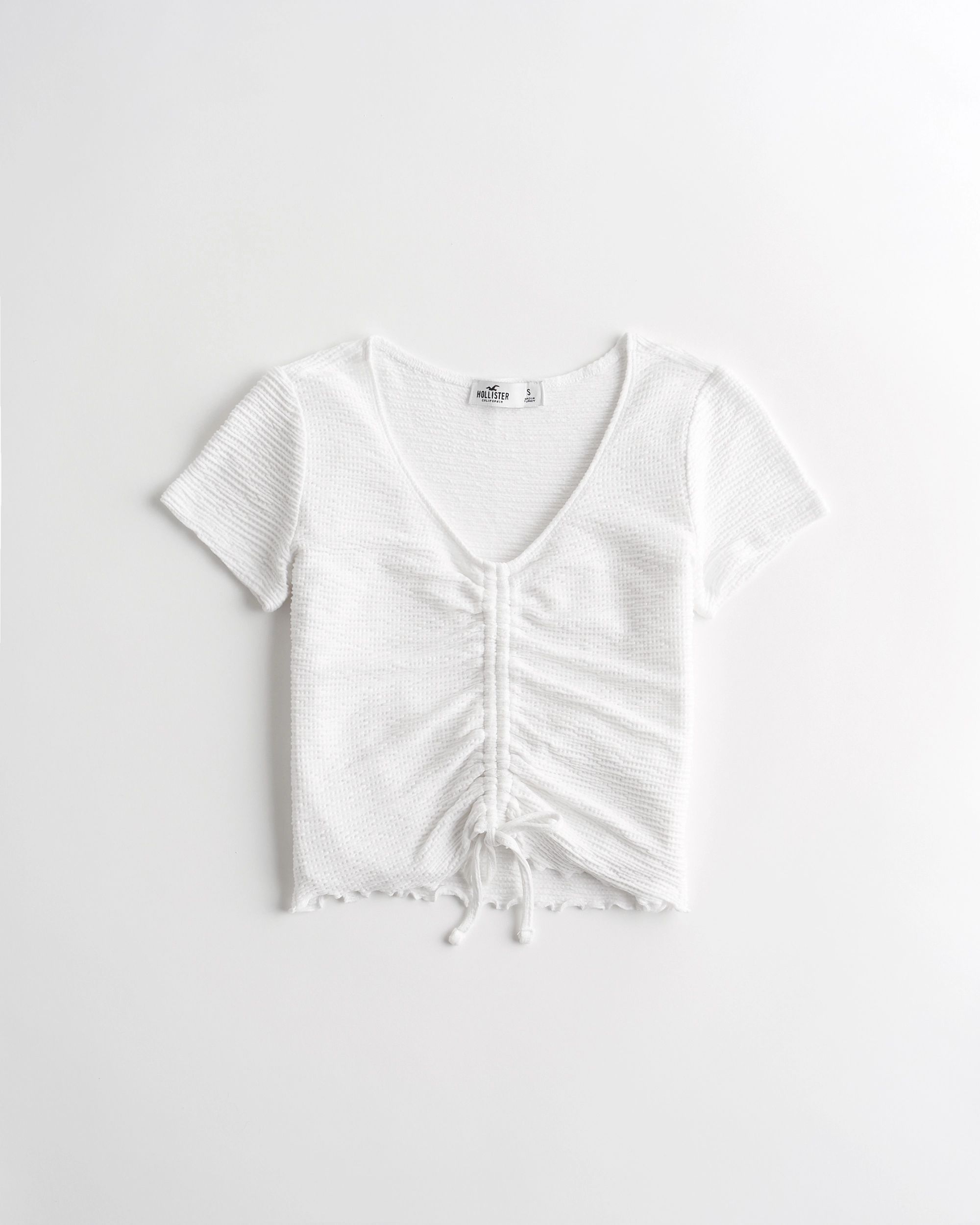 Girls Textured Cinch-Front Crop Top from Hollister | Hollister (US)