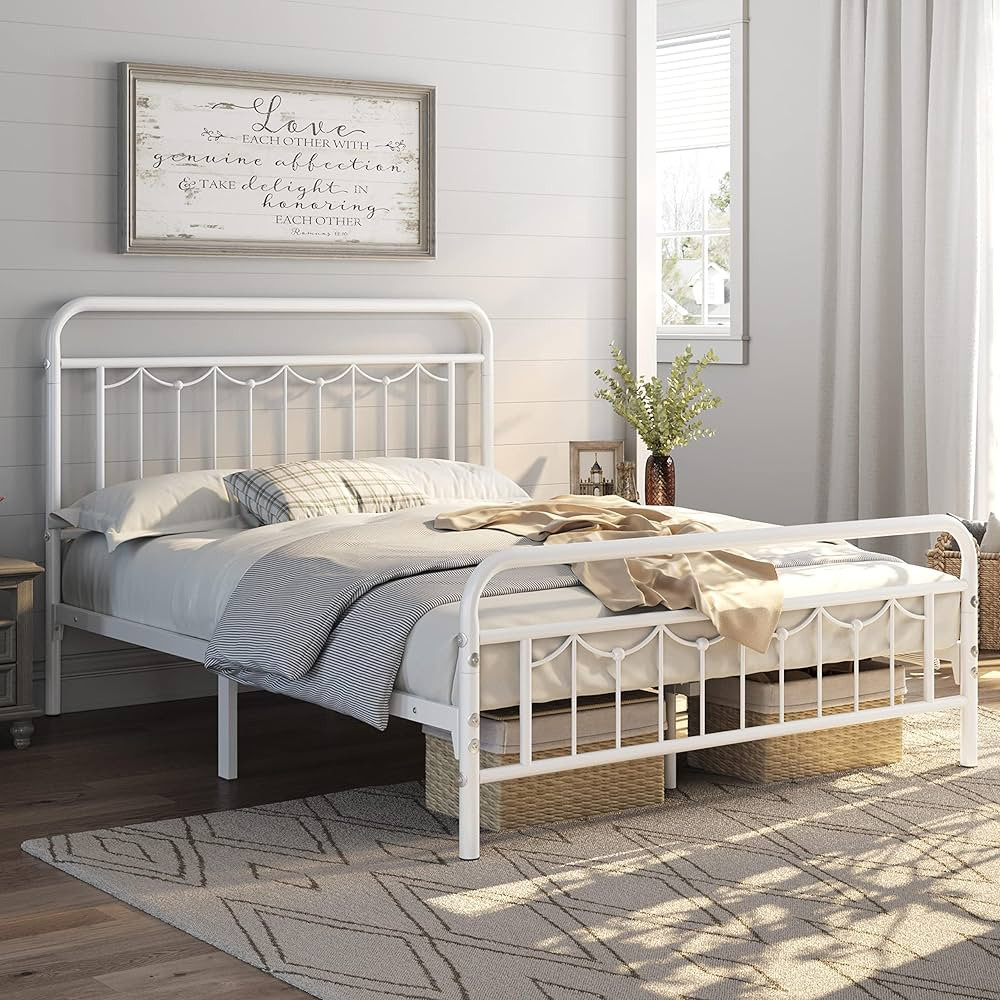 Yaheetech Full Size Metal Bed Frame with Vintage Headboard and Footboard, Farmhouse Metal Platfor... | Amazon (US)