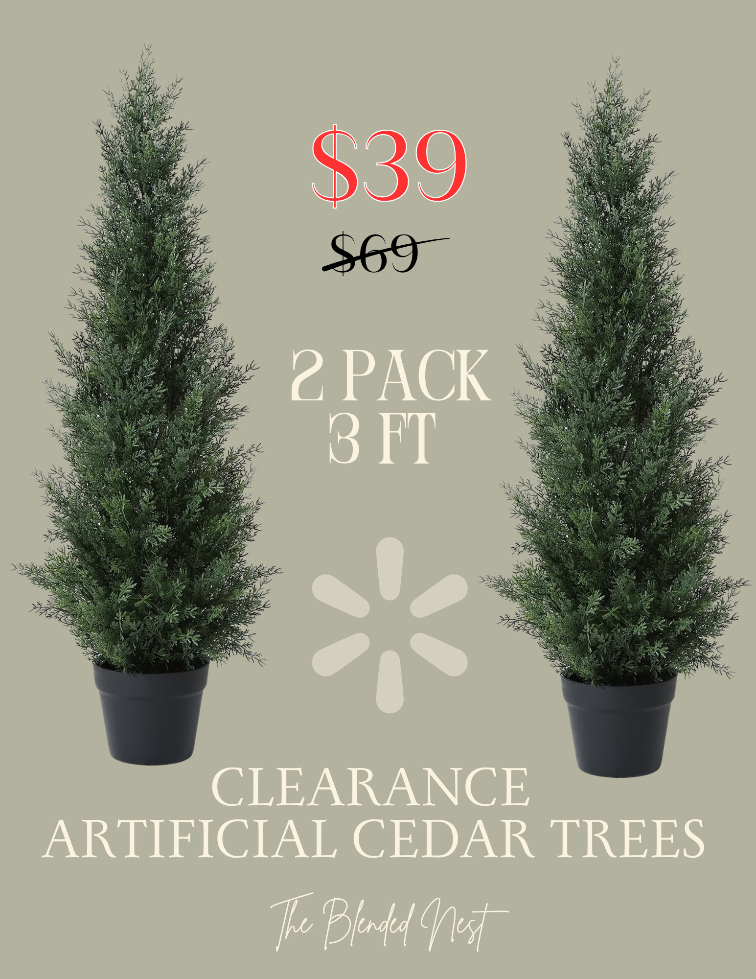 MAJOR SALE on these cute artificial trees from Walmart!! A pack of 2 for $39 is such a steal. 

 #LTKSeasonal #LTKHome #LTKSaleAlert