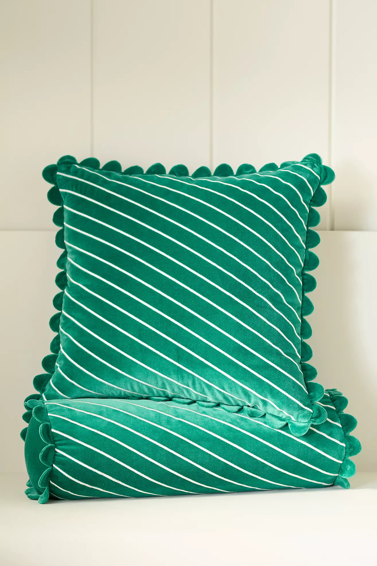 Cotton Velvet Striped Pillow | Anthropologie (US)