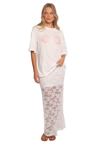 Laken Sheer Lace Maxi Skirt - White S | Amazon (US)